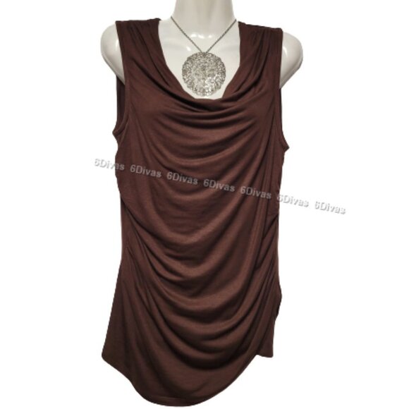 Womens Sleeveless Top, Cotton Brown Top, Comfy Blouse Top - Size S M L XXL - NEW - Picture 1 of 11
